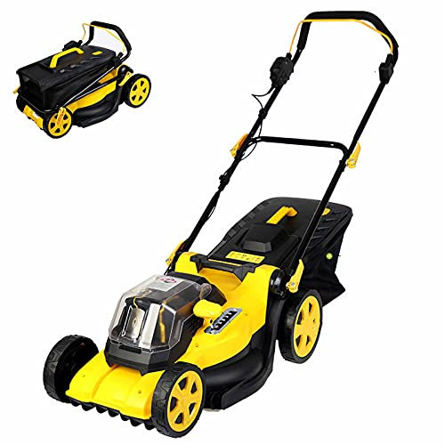 Tondeuse à Gazon électrique rotative, Largeur de Coupe de 40 cm, Tondeuse à Gazon sans Fil 40 V avec Batterie et Chargeur, bac à Herbe de 45 L, Tondeuse à Gazon Pliable
