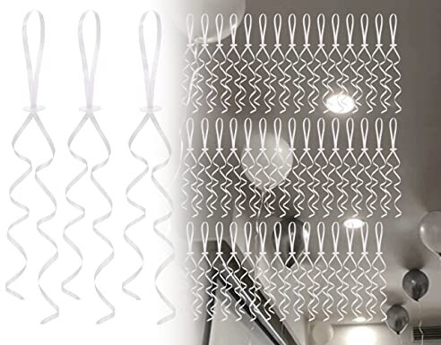 ZoeTekway 50 pezzi Nastro per palloncini bianco con clip di chiusura Chiusure per palloncini Elio con spago per legare i palloncini Chiusure per palloncini