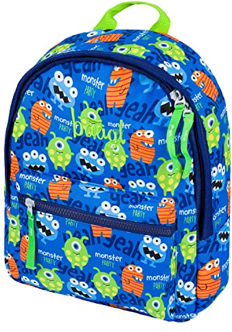 Baagl Kindergartenrucksack Jungen, Kindergarten Rucksack Kinder, Kleiner Baby Rucksack, Kinderrucksack mit Brustgurt (Monsters)