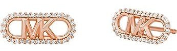 Michael Kors Premium Kors MK 14K rosévergoldete Pavé-Empire-Link-Ohrstecker aus Sterlingsilber für Damen, MKC1657CZ791