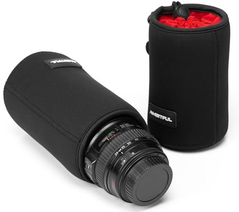AMBITFUL Custodia per obiettivo fotocamera 10 cm, 13 cm, 15 cm, 17 cm, per obiettivo DSLR (Canon, Nikon, Pentax, Sony, Tamron, Sigma, Olympus, Panasonic, Fuji), Nero , 13cm/5.11