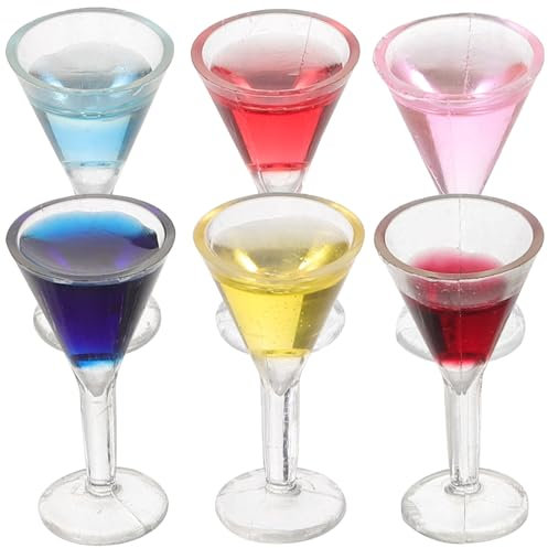 PRETYZOOM 6pcs Cocktail Glass Clear Mini Dessert Cups Dollhouse Drinking Glass Mini Glasses 1 12 Wine Glasses Mini Red Wine Bottles Shot Glasses Miniature Child Beer Mug Resin