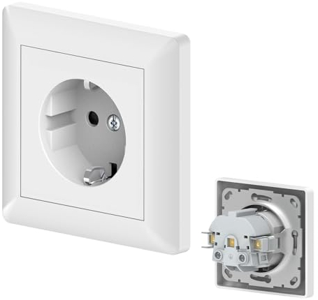 WandSteckdose Fach Steckdose Unterputz Steckdose,Steckdose System 55 Reinweiß Wandsteckdose Schutzkontaktsteckdose (1 AC 3)