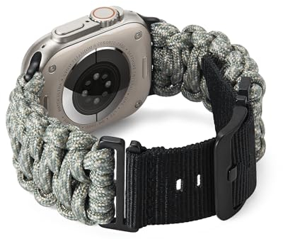 BINLUN Compatible with Apple Watch Paracord 550 49 mm Military Style Sport Strap Durable Nylon Replacement Strap for iWatch Ultra/Ultra 2 Men Women(Camouflage)