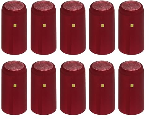 sourcing map 100Pcs PVC Heat Shrink Capsules Wine Bottle Capsules Shrink Cap Wrap with Tear Tab Shrink Top Cover Grape Shape for Wine Cellars and Home Kitchen, Red 30x60mm