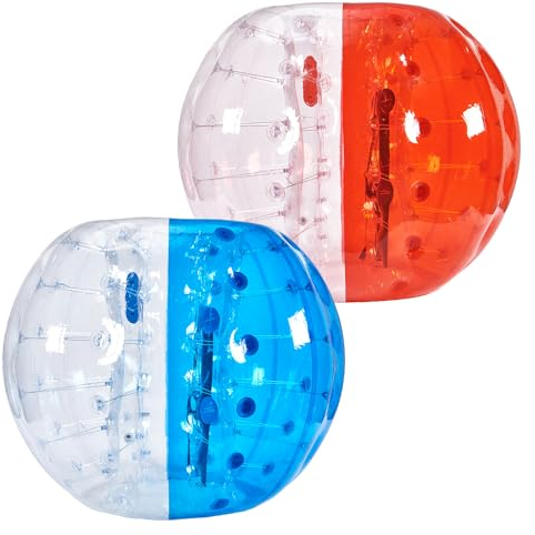 VEVOR Aufblasbarer Bump Ball Bumper Stoßball 2 STK. 1,5 m x 1,2 m, Menschlicher Kollisionsball, PVC-Körperblasen-Bounce-Ball für Outdoor-Aktivitäten, Rot + Blau + Transparent Aufblasbar Bumper Ball