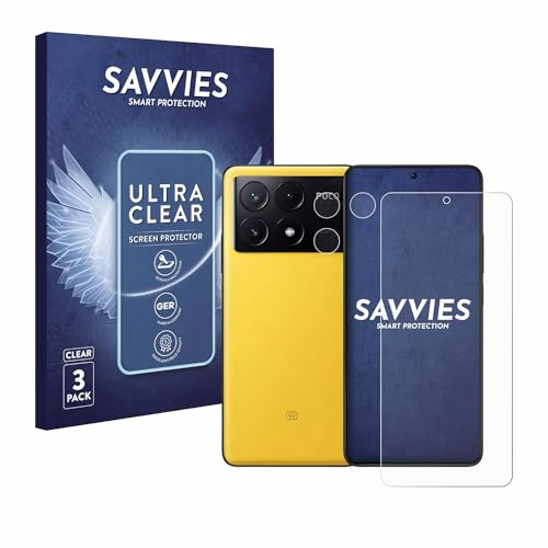 Savvies Schutzfolie für Xiaomi Poco X6 Pro | (Display+Kamera) 6 Stück Transparenter Displayschutz Made in Germany Ultra-Klar Displayschutz-Folie