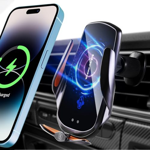 Newest Wireless Car Charger,15W Fast Charging Car Charger Phone Mount Auto Clamping Air Vent Cell Phone Holder for iPhone 15/14/13/13 Pro/12 pro/12/11, Galaxy S24/S23/S22/S21 etc