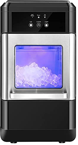 Ice Maker, 44lbs per Day Pebble Ice Machine Countertop, Self-Cleaning Ice Maker for Sonic Ice Cube with 3.3lb Ice Bin and Scoop for Home Office