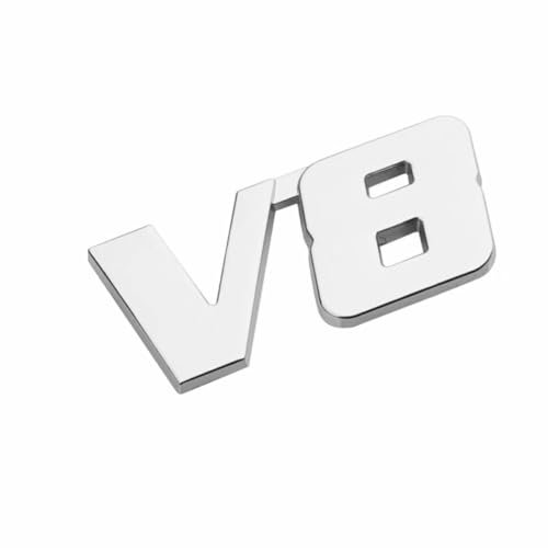 Auto Emblem Aufkleber für Mercedes-Benz CL 63 AMG,3D Metall Selbstklebende Logo Karosserie Number Letters Sticker Abzeichen für Kühlergrill Auto Heckklappe Dekoration Badge Decal,V8Silver1