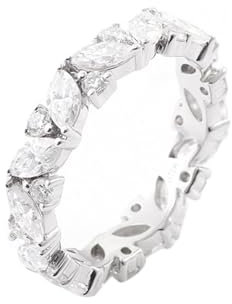 KnBoB Schmuck Ringe Damen 14K Weißgold Ewigkeit Weiß Labor Erstellt Saphir Verlobungsringe und Eheringe Gr.48 (15.3)