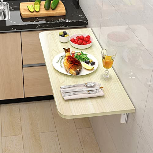 Bureau mural flottant pliable pour petits espaces - Économie d'espace - Table pliante pour bureau, chambre à coucher, cuisine - Bureau d'ordinateur compact pliable - Couleur érable