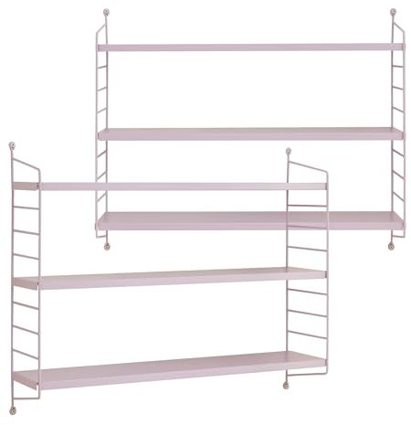 [en.casa] Modulares Wandregal Strängnäs 2er Set Metallregal Lila Hängeregal mit 3 Regalböden Badregal Küchenwandregal Wandablage Wohnzimmer