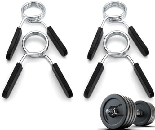 Abrazaderas Mancuerna para Barras, Pack 4 Unidades para Barras de 28mm/30mm Pinza de Resorte Mancuerna - Collares de Resorte - para Pesas, Barras, Discos, Gimnasio, Gym