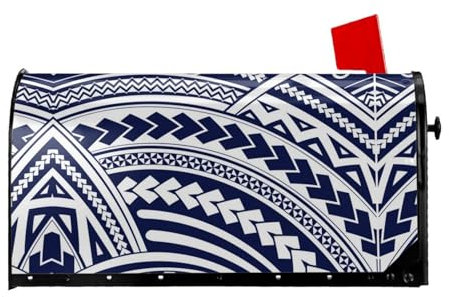 Blaues polynesisches Maori-Stammes-Muster, magnetisch, wasserdicht, Briefkasten-Aufkleber, Innenhof-Dekoration