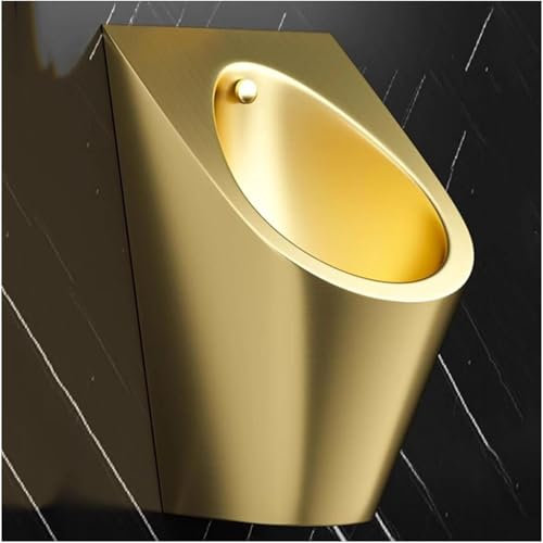 Wandmontiertes Urinal Mit SpüLung, Aus Edelstahl 304, Urinaltoilette FüR Erwachsene, öFfentliche Toilette FüR MäNner,Gold,Without Sensor