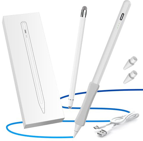 OASO Ensemble de stylets, stylet universel et stylet incliné pour Apple iPad 6/7/8/9/10, Mini 5/6, Air 3/4/5, Pro 11/12,9, M4/M2, stylet avec poignée et embouts de rechange