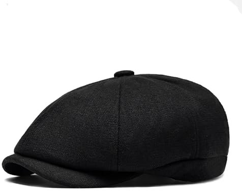 GOZINA Schiebermütze Herren Newsboy Cap, Baskenmütze Herren, Flatcap Herren, Ballonmütze Schirmmützen für Herren (DE/NL/SE/PL, Alphanumerisch, Einheitsgröße, Schwarz)