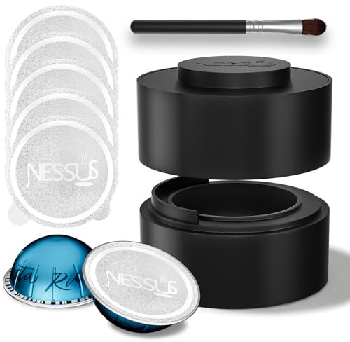 NESSUS Reusable Pods Kit for Nespresso Vertuo, Refillable Vertuo Coffee Pods Espresso Accessories with 100 pcs Aluminium Foil Seals, Sliver Color, 100 count