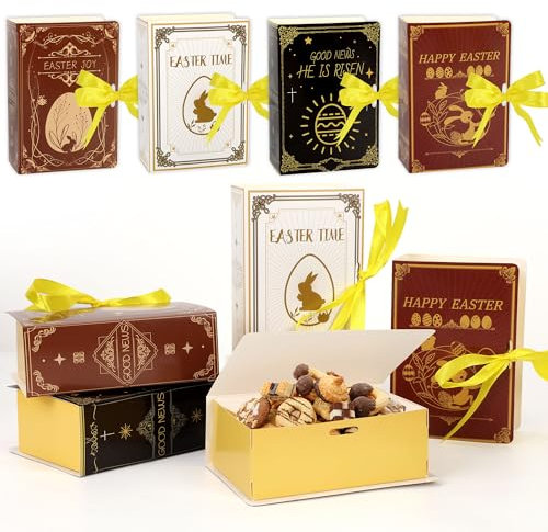 DPKOW 12 Ostern Geschenkboxen in Bibelform, DIY Ostern Geschenkschachteln zum Basteln und Befüllen, Osterleckerei Süßigkeiten Leckereien Boxen Religiöse Osterboxen, Ostern Geschenkverpackung Boxen