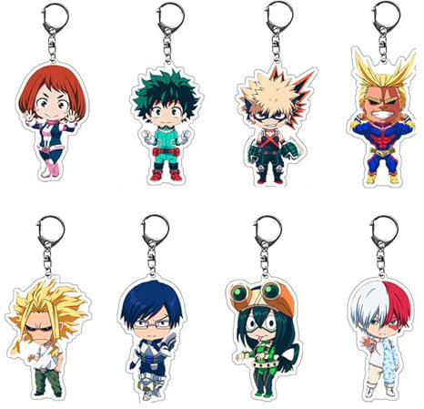 VUEHVO Schlüsselanhänger My Hero Academia, niedlicher Anime-Schlüsselanhänger Midoriya Izuku/Todoroki Shouto Cartoon, Mini-Schlüsselanhänger für Auto, Fahrrad, Tasche, Rucksack, Cosplay, Geschenke,