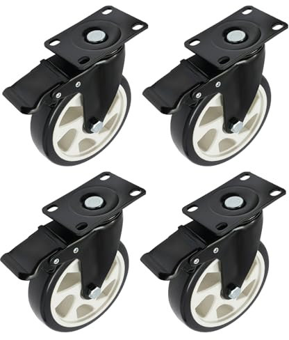 4 Stück 125mm Schwerlastrollen mit Bremse bis 200kg Lenkrollen Transportrollen für Möbel & Industrie Geräuschlose Hochleistungsräder Robuste Möbelrollen Rollen für Möbel Palettenregalen