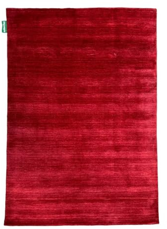 Rug Studios Teppich GABBEH PLAN GAIA | Farbe: Rot | Größe: 120 x 170 cm | Einfarbig | Uni | uni | glamourös | Klassisch | Landhaus | Vintage | Modern | elegant | Wohnzimmer | Schlafzimmer | strapazier
