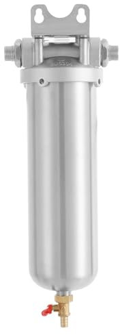 RjcdOPL Sistema de filtración de agua bajo fregadero de acero inoxidable, gran caudal 8000 L/H, filtro de doble capa 40 µm, para eliminar sedimentos, gusanos, partículas de impurezas grandes