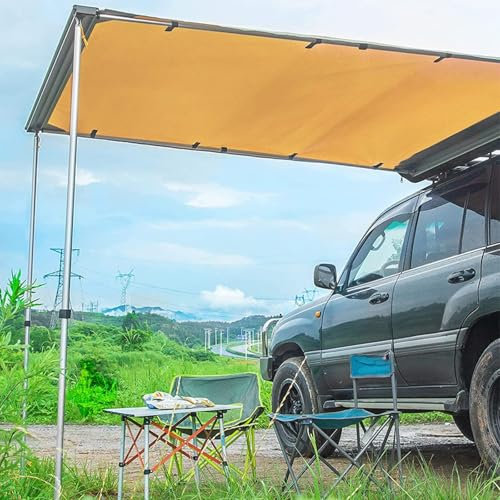 Campervan Tent Awning, Car Side Awning for Camper Vans, 200x300cm Retractable Awning Waterproof Rooftop Awning Tent Shade, Motorhomes or Caravans Pull-Out Vehicle Awning