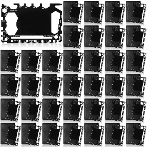 Cholemy Lot de 36 porte-cartes de crédit multifonctions 46 en 1 en acier inoxydable Outil de survie Décapsuleur multifonction en vrac pour mari, papa, homme, cadeau de Noël ou d'anniversaire, noir