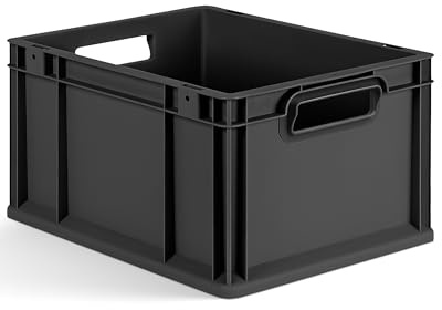 aidB Eurobox NextGen 2.0 Cycle - 400x300x220mm – 20L Aufbewahrungsbox aus recyceltem Material - Stapelbare Lagerbox in Anthrazit – offene Griffe - Industriequalität - Auch mit ColorClips erhältlich