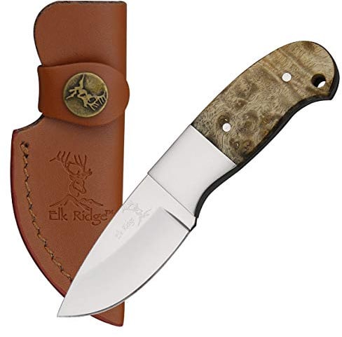 Elk Ridge Mini Hunter Blatt-Jagd-Messer Griff Wurzelholz + Lederscheide ER-111
