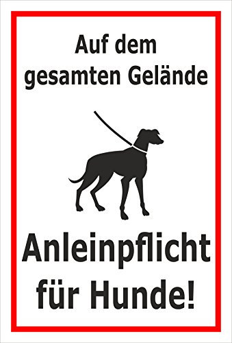 Melis-Folienwerkstatt Schild - Anleinpflicht für Hunde - 30x20cm | Bohrlöcher | 3mm Aluverbund – S00216-020-B -20 VAR.