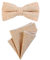 DonDon Herren Fliege 12 x 6 cm gebunden längenverstellbar und Einstecktuch 23 x 23 cm farblich passend aus Baumwolle sand