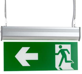 CLP Cartello Uscita Emergenza Bifacciale C200RL I Cartello Sicurezza Segnalatore Illuminato Verde I capacità Batteria 3 H, Colore:Verde