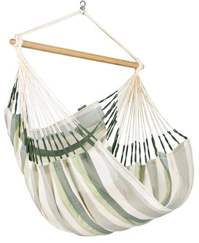 La Siesta® Domingo - Chaise Hamac Confort Intempéries, Fibre Fonctionnelle, Fabrication Kolumbien, Grande Surface, Stabilisateur Bambou, Relaxation en Plein Air - Cedar, Kingsize