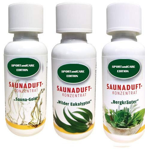 Saunaaufguss Tradition - Sauna Gold, Eukalyptus, Bergkräuter (3x100ml) von Finnsa