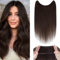 Extensions Echthaar mit transparenter Schnur, Silk-co Wire in ExtensionsDunkelbraun 75g, Secrets Hair Extensions, Unsichtbarem Haar Extensions Haarverlängerung für Frauen 55cm #02