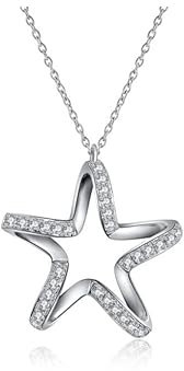 KADABRA Halskette mit großem Stern, Legierter Stahl, Silberfarben