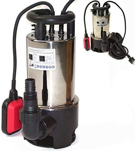 Bomba sumergible de acero inoxidable para el jardín, 1100 W, incluye cable de 10 m, diámetro de cuerpos extraños de 35 mm, capacidad de extracción de 15000 l/h, asa de transporte, 44329
