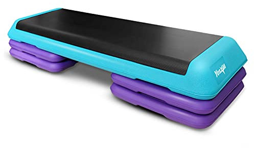Yes4All NXP1 Adjustable Aerobic Step Platform with 4 Risers – Exercise Step Platform/Aerobic Stepper (Teal/Purple)
