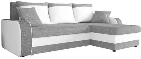 Mirjan24 Ecksofa Kristofer Lux, Eckcouch Couch! mit Schlaffunktion, Zwei Bettkasten, Farbauswahl, Wohnlandschaft! Bettfunktion! Design L-Form Sofa! Seite Universal! (Florida 01 + Rain 01.)