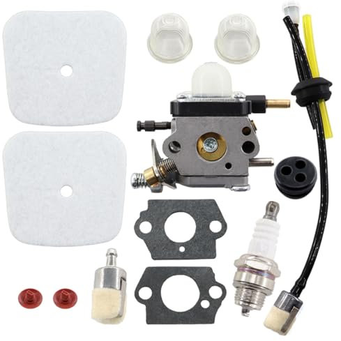 MCHNIC Carburateur avec filtre à air Filtre à carburant Tuyau pour Mantis 2 temps 7222 7222E 7222M 7225 7230 7234 7240 7920 7924 Tiller Remplace C1U-K54A, 12520011822, 12520013122, 12520013123