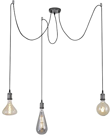 Leuchten Direkt, Edson Kiosk 3xE27 schwarz,ohne Leuchtmittel, Kabel schwarz