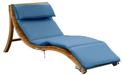 AXI Gartenliege Salina aus Holz | Sonnenliege mit abnehmbarem Sonnendach & Kissen für den Garten | Einzelliege/Liegestuhl mit Sonnendach wetterfest in Blau