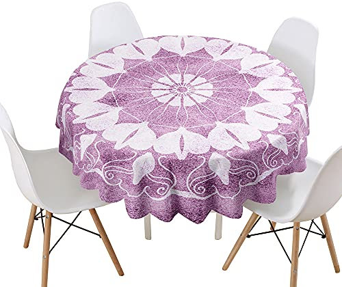 Highdi Nappe Ronde Anti Tache Impermeable 3D Décoration Tissu de Table Facile à Nettoyer pour Restaurants Cuisine Picnic Party Jardin Protection Tables (Violet,Diamètre 160cm)