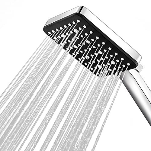 Pommeau de Douche Carré, Magichome Pommeau Douche Haute Pression, Pomme Douche Economie Deau Puissante de Remplacement Réglable Universelle, Douchette Douche 6 Modes, Chromés