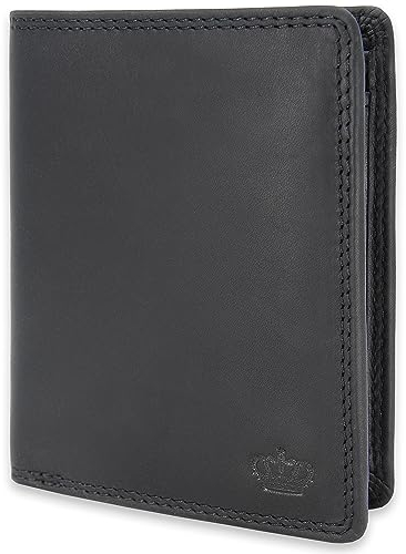 Baur Herren Geldbörse Echtes Leder | Geldbeutel mit RFID Schutz | Großes Portemonnaie Hochformat | Geldtasche mit Münzfach | Wallet (Hochformat Standard, Schwarz)