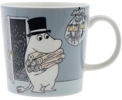 Arabia Moomin 1066911 Moominpapa - Taza con asa (porcelana, 300 ml, 11 x 8,3 x 8,1 cm), color gris