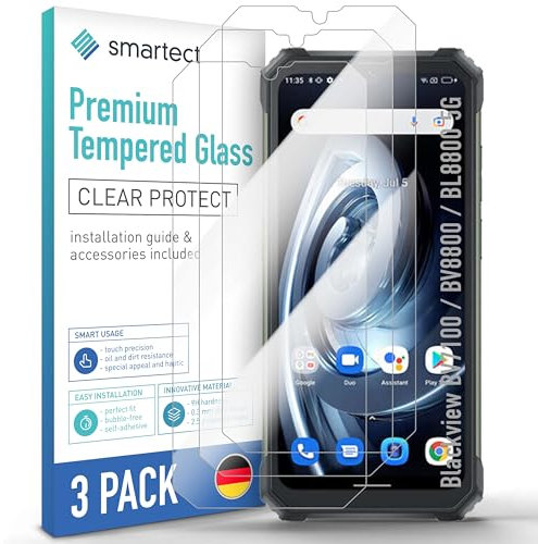 smartect Schutzglas [3 Stück, Klar] kompatibel mit Blackview BV7100 / BV8800 / BL8800 5G / BL8800 Pro, HD Schutzfolie Anti-Kratzer, Blasenfrei, 9H Härte, 0.3 mm Ultra-klar, Ultrabeständig